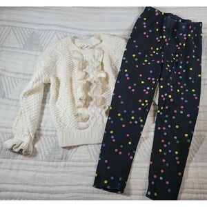 Girls 4Y Outfit Bundle – Hanna Andersson Leggings & Baby Gap Cable Knit Sweater